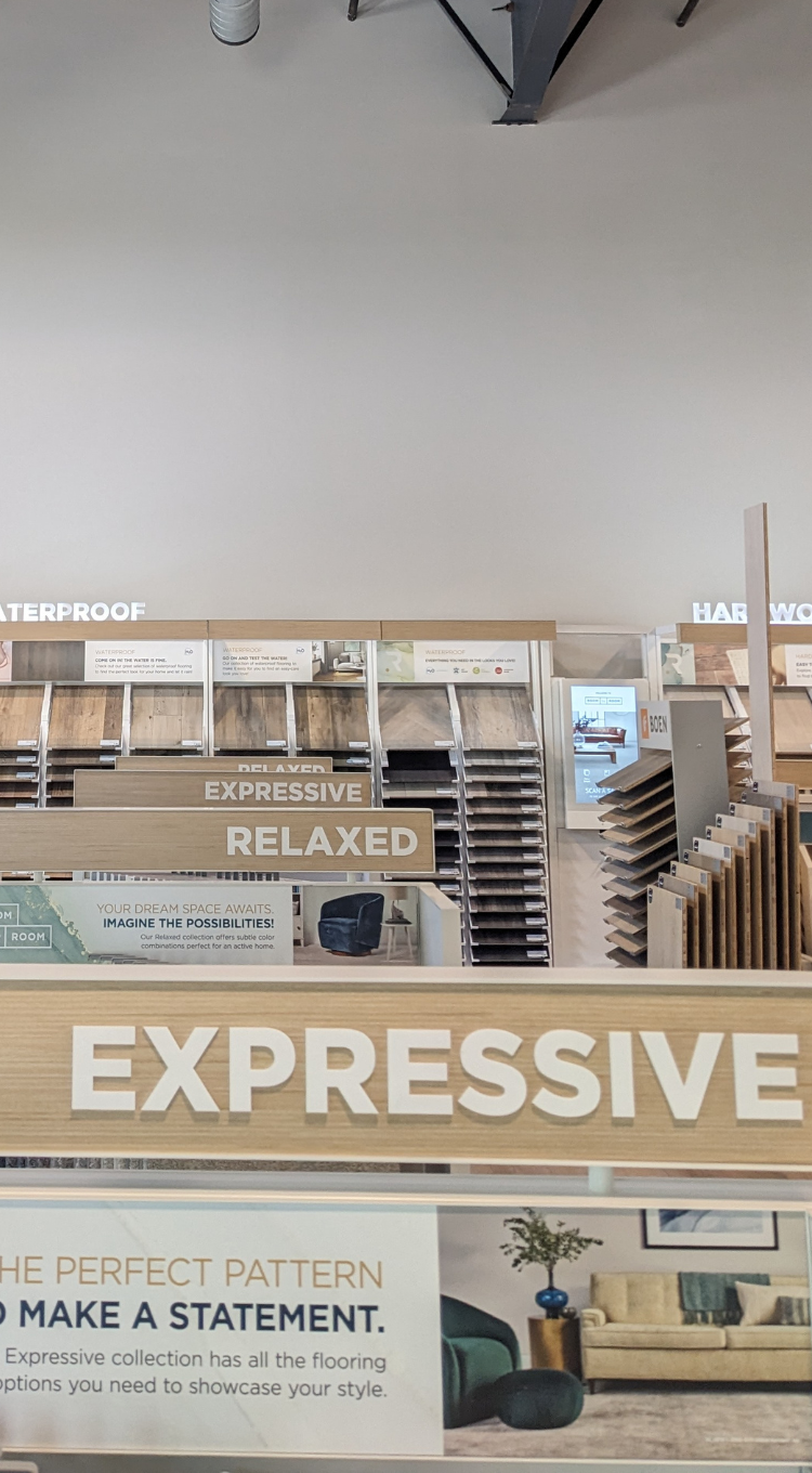 Flooring showroom of wood flooring displays